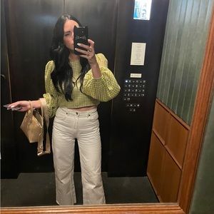 Ganni cropped blouse with back zipper and full sleeve